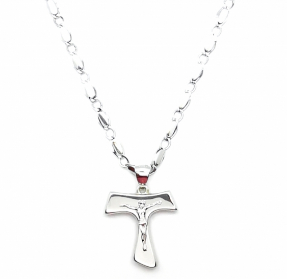 18K White Gold Necklace with Cross