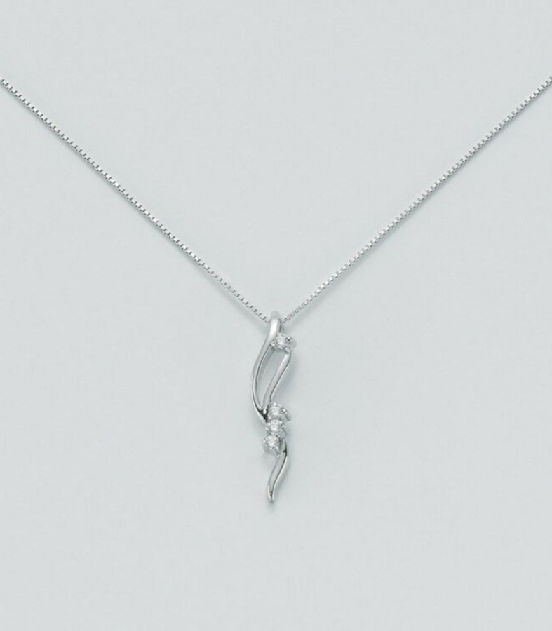 18K White Gold 0.03ct Natural Diamonds Necklace MILUNA