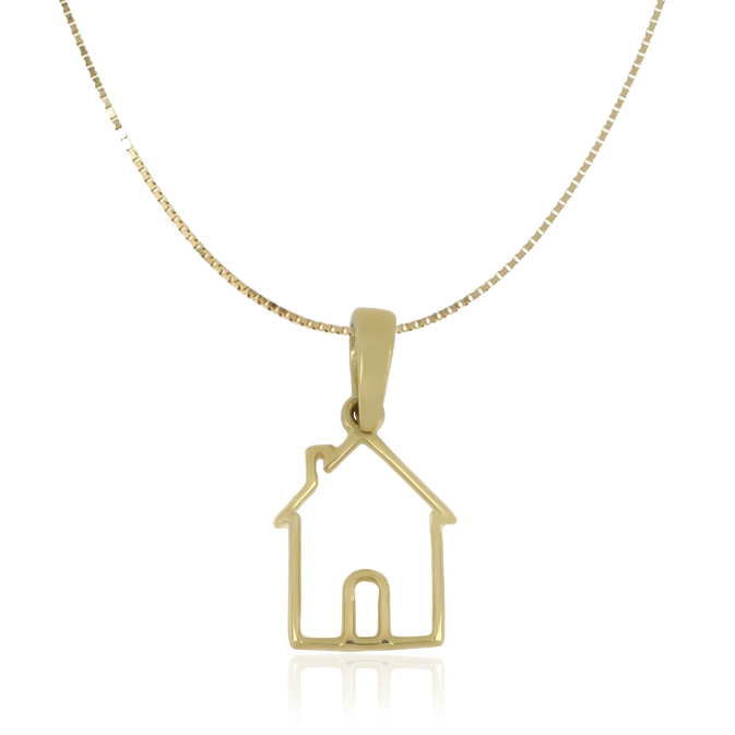 Collana girocollo con pendente Casa in oro giallo 18kt