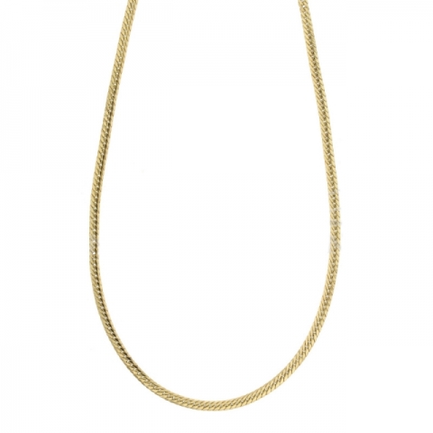 Collana girocollo modello maglia inglese a spiga piatta in oro giallo 18kt