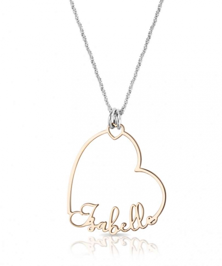 Silver necklace with personalized heart-shaped pendant with name