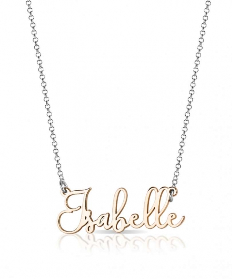 Silver necklace with personalized name