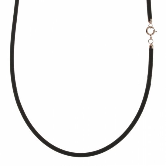 18K Yellow or White Gold and Rubber Necklace