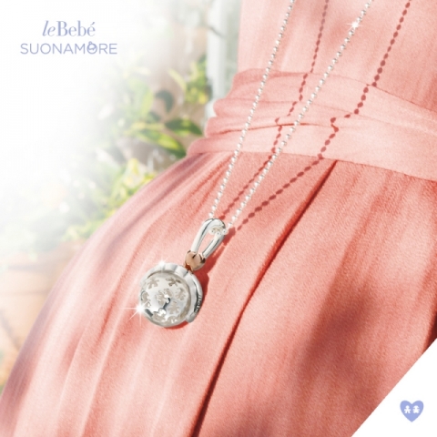 Collana Le Bebè - Suonamore - Sonaglino con sagome traforate in argento e diamantino