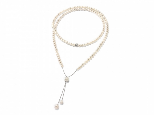 18k White Gold and Natural Pearls with Diamond Miluna necklace