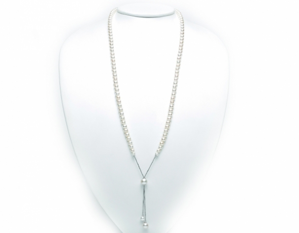 18k White Gold and Natural Pearls with Diamond Miluna necklace