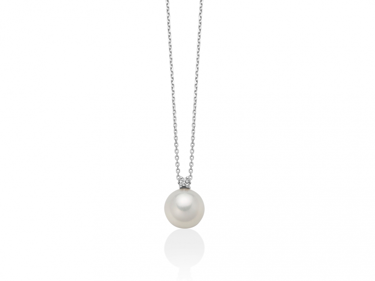 MILUNA - 18K White Gold Necklace with Natural Pearls