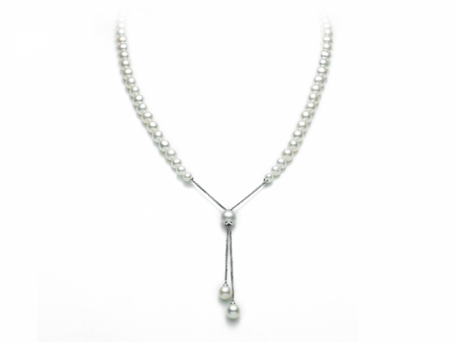 18K White Gold with Natural Pearl Nacklace MILUNA