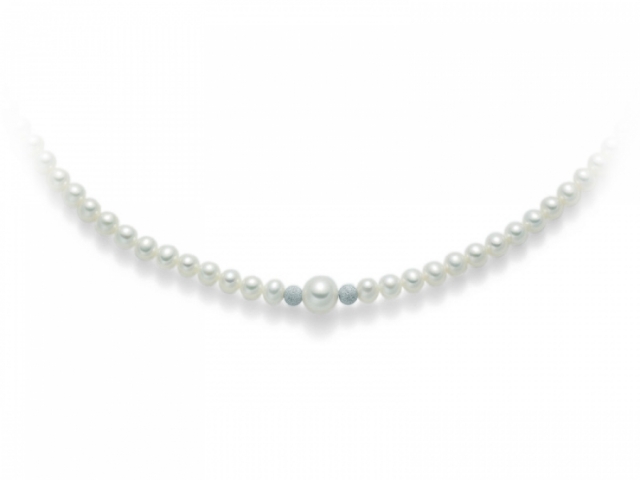 Collana Miluna con Perle e sfere in oro bianco 18kt PCL4531