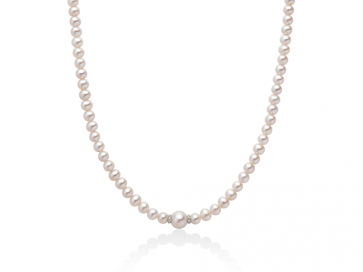 18K White Gold and White Pearls Necklace MILUNA