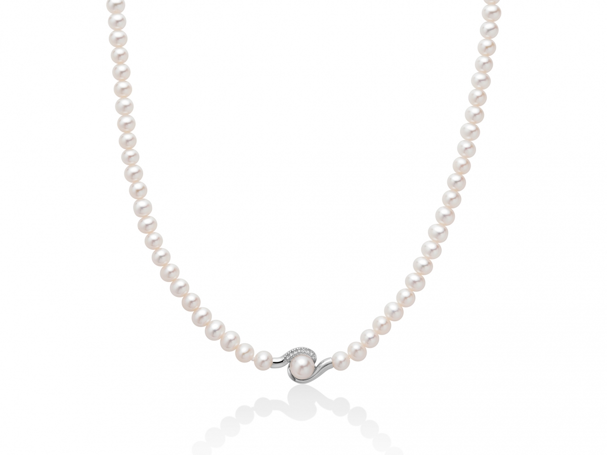 MILUNA - 18K White Gold Necklace with Natural Pearls