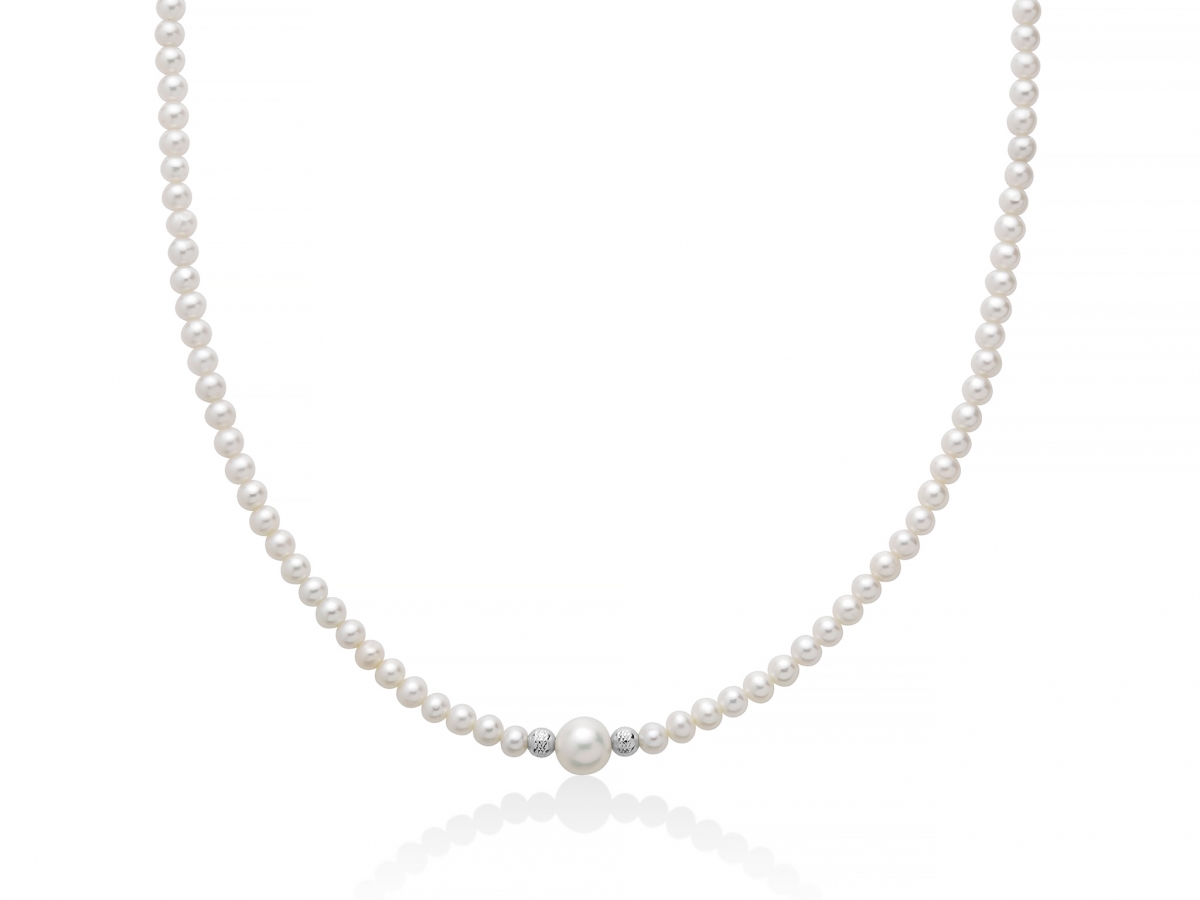 MILUNA - 18K White Gold Necklace with Natural Pearls