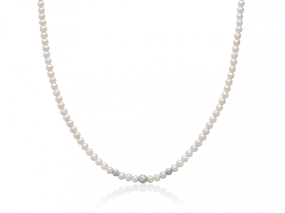 MILUNA - 18K White Gold Necklace with Natural Pearls