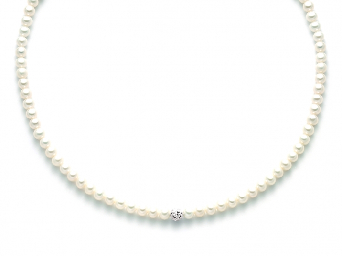 Collana Miluna con Perle Naturali in oro bianco 18kt PCL4978B