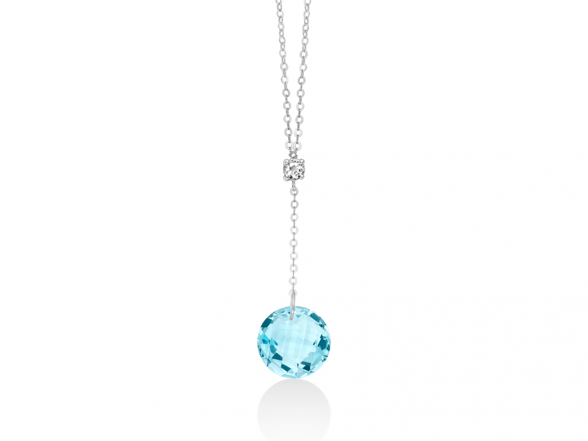 9K White Gold with Natural Topaz Necklace MILUNA