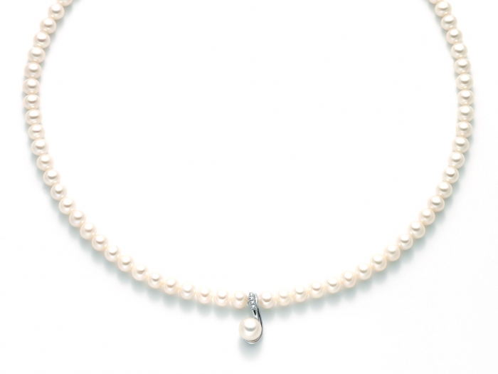 Collana Miluna in oro bianco 18kt con Perle e Diamanti 0.026ct PCL4558