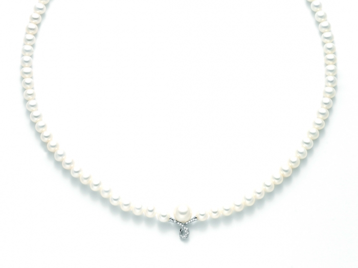 Collana Miluna in oro bianco 18kt con Perle e Diamanti 0.08ct PCL4556