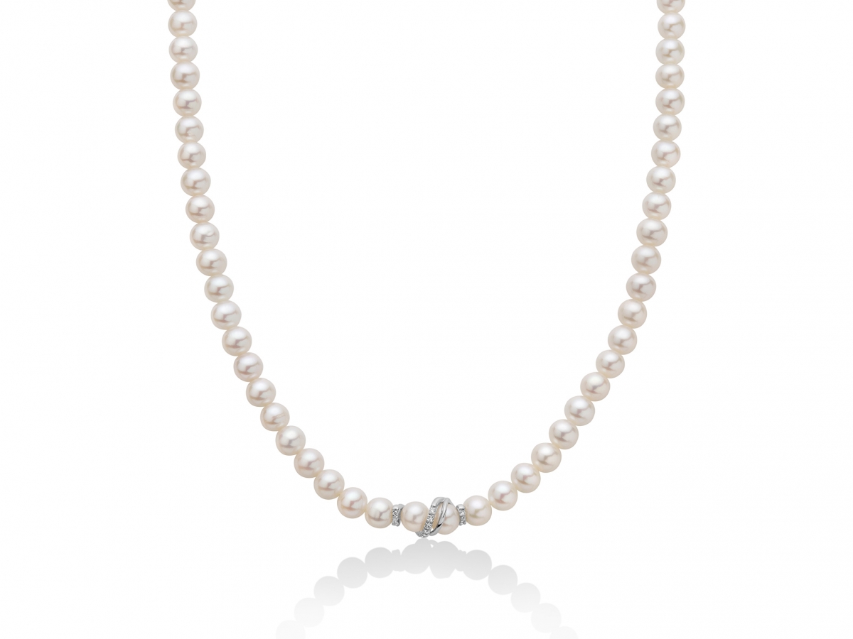 Collana Miluna in oro bianco 18kt con Perle e Diamanti Naturali PCL3726V