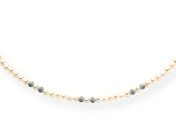 Collana Miluna in oro bianco 18kt con Perle e sfere diamantate PCL1142