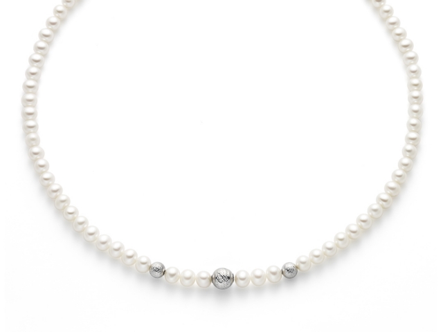 Collana Miluna in oro bianco 18kt con Perle e sfere in oro PCL4985