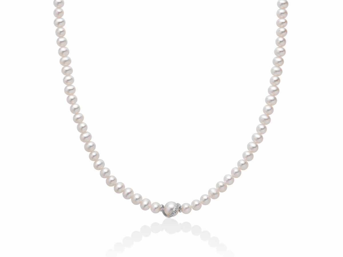 Collana Miluna in oro bianco 18kt con Perle PCL1835