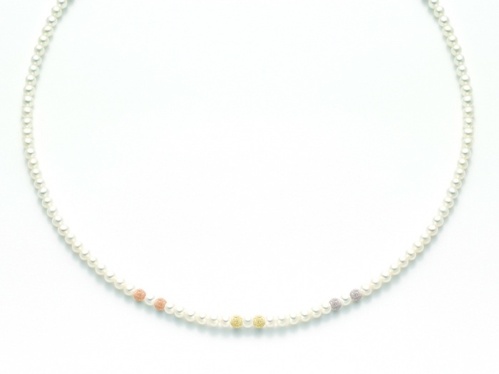18K White and Yellow Gold and White Pearls Necklace MILUNA