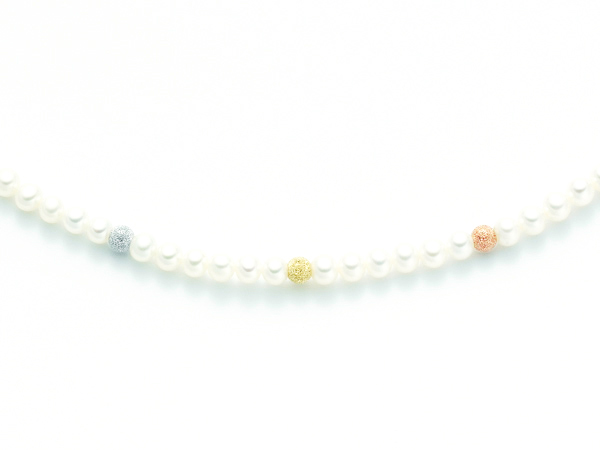 Collana Miluna in oro bianco giallo e rosso 18kt con Perle e sfere diamantate PCL1701