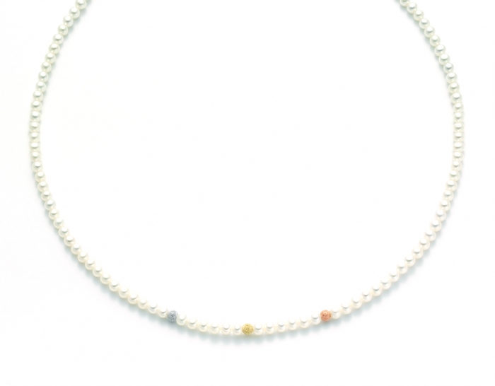 Collana Miluna in oro bianco giallo e rosso 18kt con Perle e sfere diamantate PCL1701