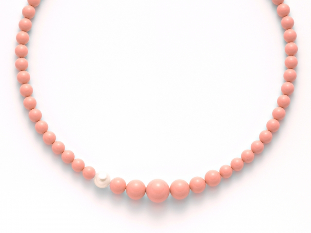 Collana Miluna in oro e argento con granuli di Corallo naturale collezione TERRA E MARE PCL5167