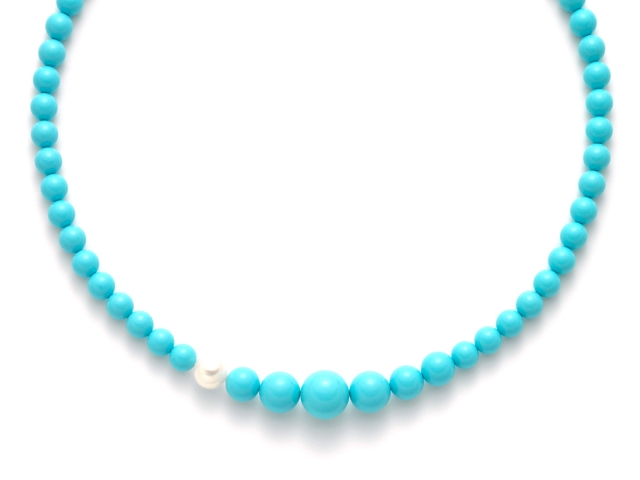 Collana Miluna in oro e argento con granuli di Turchese naturali collezione TERRA E MARE PCL4435