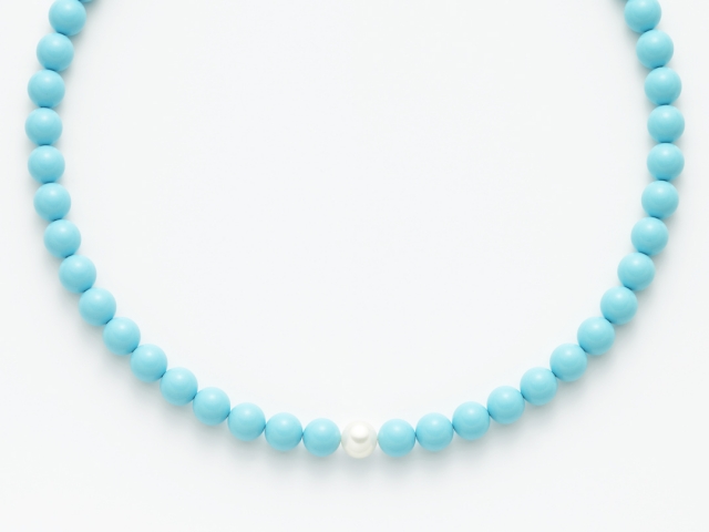 Collana Miluna in oro e argento con granuli di Turchese naturali PCL4433