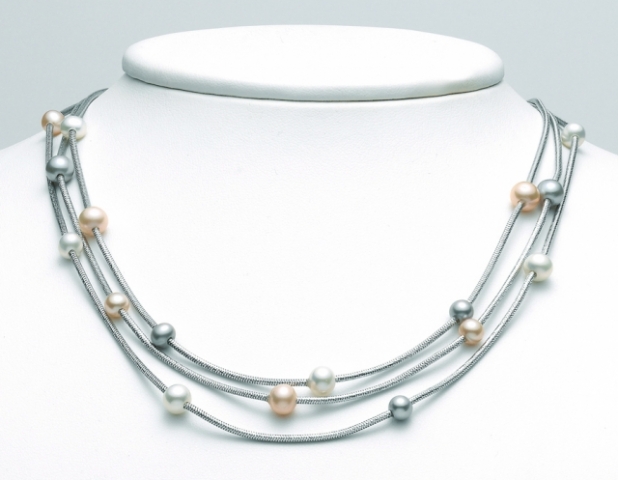 Collana multifilo con Perle in argento 925% MISS ITALIA PCL5627