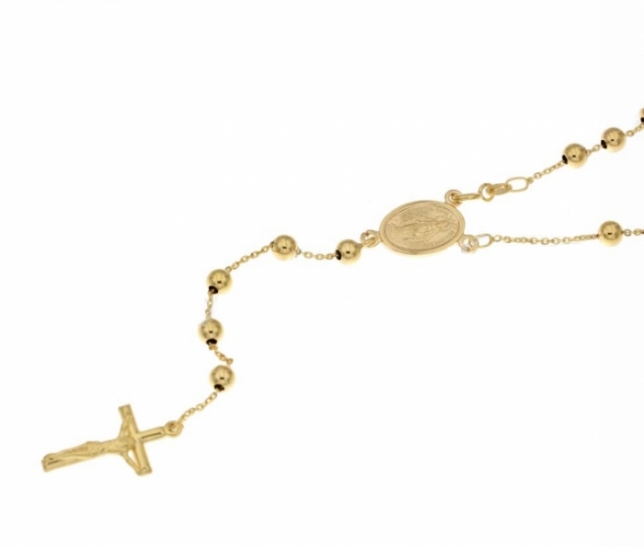 Collana Rosario con grani lucidi in oro giallo o bianco 18kt 50 cm o 60 cm