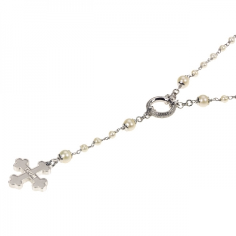 Collana Rosario Flore TUUM in argento rodiato e perle