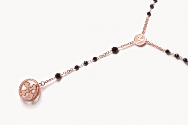 Collana Rosario TUUM in argento Rosa con Onice