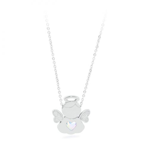Collana S'Agapò by BrosWay collezione Angels in acciaio, glitter argento e cristallo Swarovski Elements