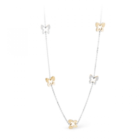 Collana S'Agapò by BrosWay collezione Butterfly in acciaio con farfalle