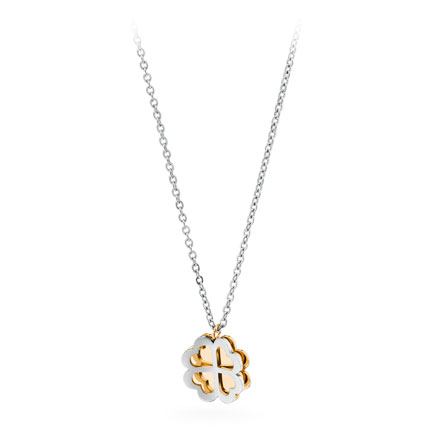 Collana S'Agapò by BrosWay collezione Butterfly in acciaio con quadrifoglio