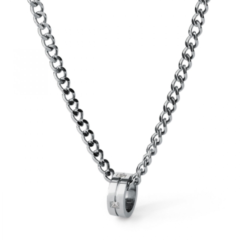 Collana S'Agapò by BrosWay collezione Montecarlo in acciaio con cristalli bianchi