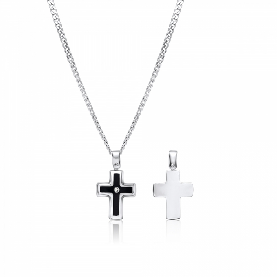 18k White Gold and Diamond Cross