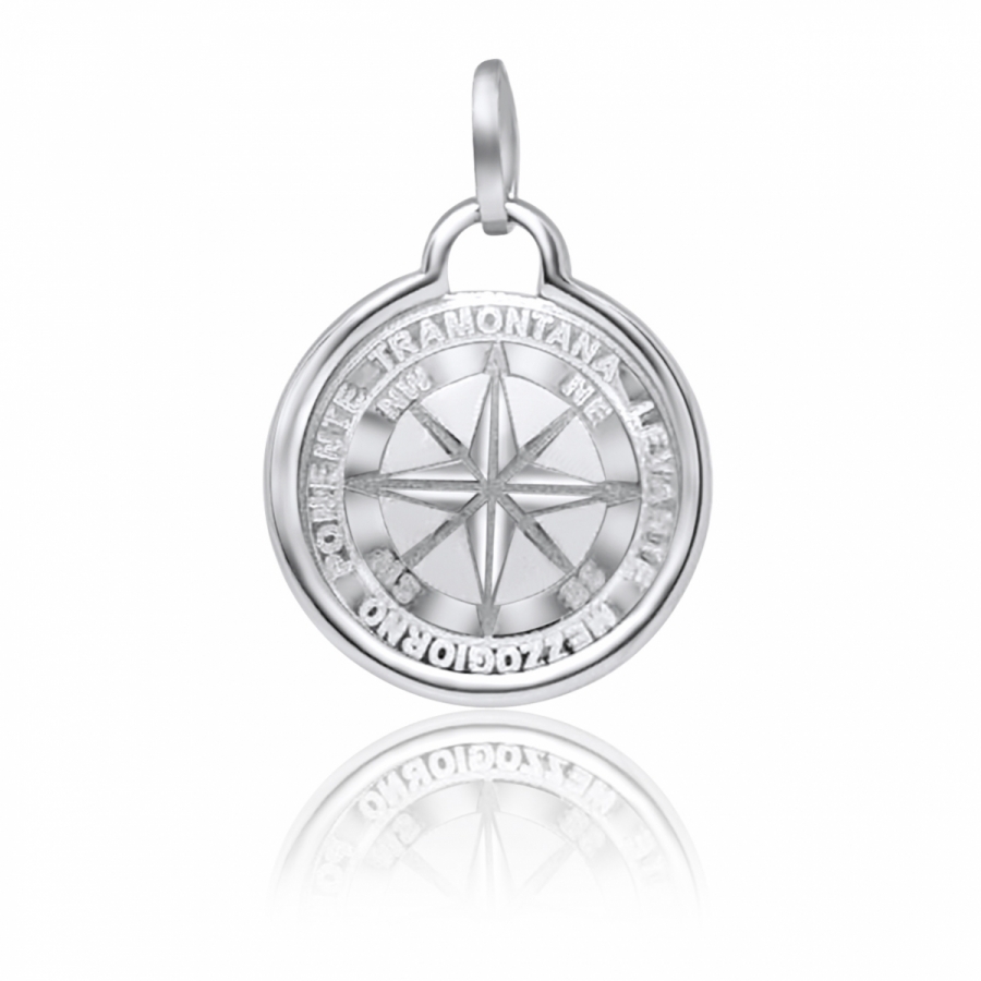 18k White Gold Compass Necklace