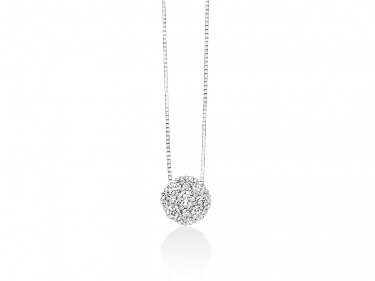 Collier con pavè di Diamanti naturali in oro bianco 18kt CLD4990