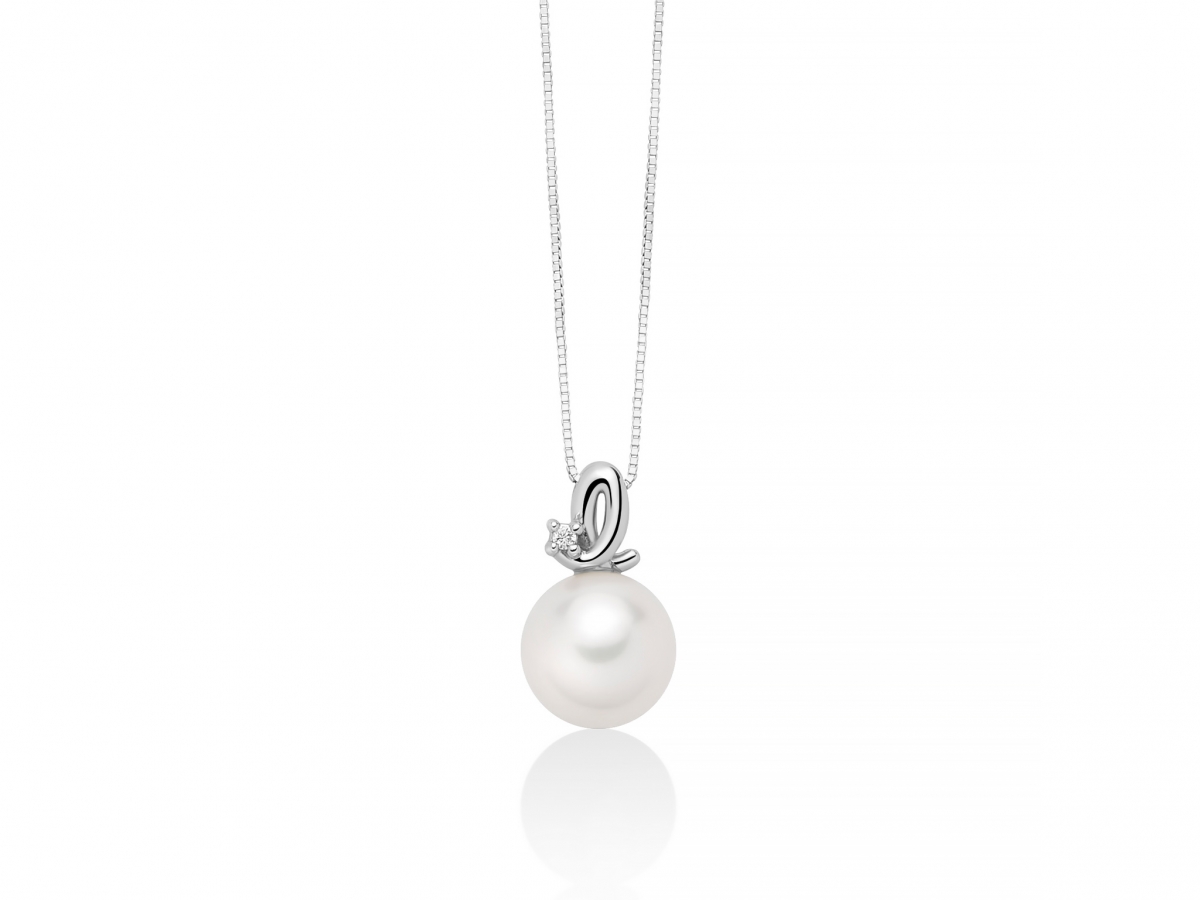 Miluna - 925k Silver and Real Pearl Necklace with Diamond