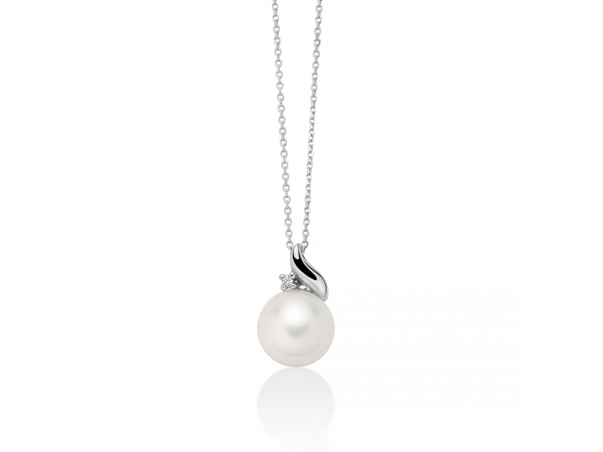 Miluna - 925k Silver and Real Pearl Necklace with Diamond