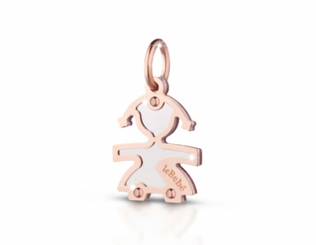 Componente per il Bracciale o Collana LeBebè - Lock Your Love - pendente Bimba in argento 925% e oro rosa