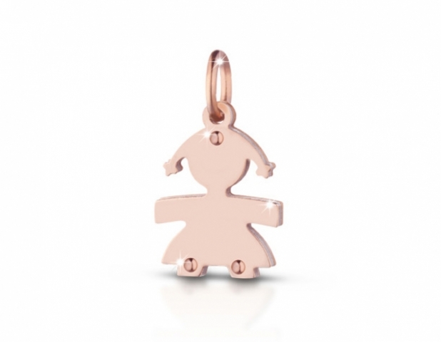 Componente per il Bracciale o Collana LeBebè - Lock Your Love - pendente Bimba in argento 925% e oro rosa