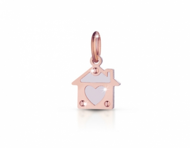 Componente per il Bracciale o Collana LeBebè - Lock Your Love - pendente Casa in argento 925% e oro rosa