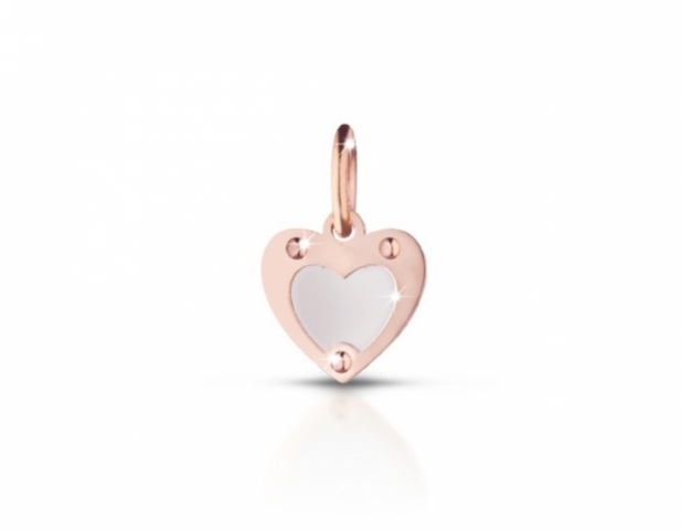 Componente per il Bracciale o Collana LeBebè - Lock Your Love - pendente Cuore in argento 925% e oro rosa