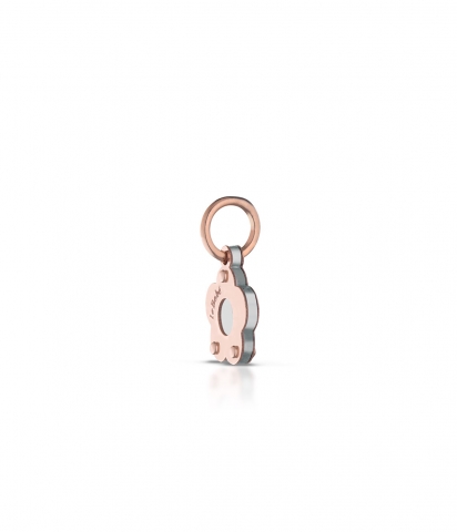 Componente per il Bracciale o Collana LeBebè - Lock Your Love - pendente Fiore Potentilla in argento 925% e oro rosa frase Grazie Mamma