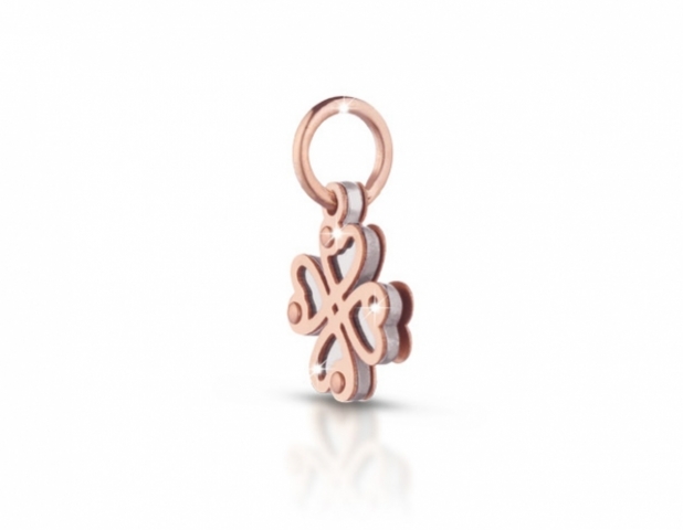Componente per il Bracciale o Collana LeBebè - Lock Your Love - pendente Quadrifoglio in argento 925% e oro rosa